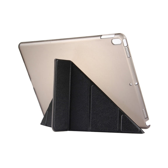 For iPad Pro 10.5 inch Silk Texture Horizontal Deformation Flip Leather Case with 4-folding Holder & Sleep / Wake-up(Black)