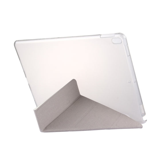 For iPad Pro 10.5 inch Silk Texture Horizontal Deformation Flip Leather Case with 4-folding Holder & Sleep / Wake-up(White)