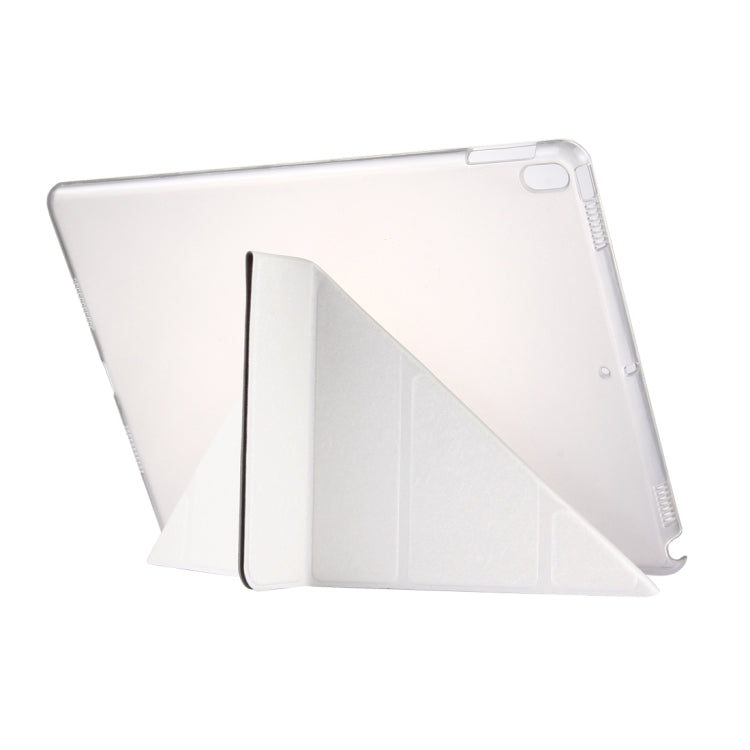 For iPad Pro 10.5 inch Silk Texture Horizontal Deformation Flip Leather Case with 4-folding Holder & Sleep / Wake-up(White)