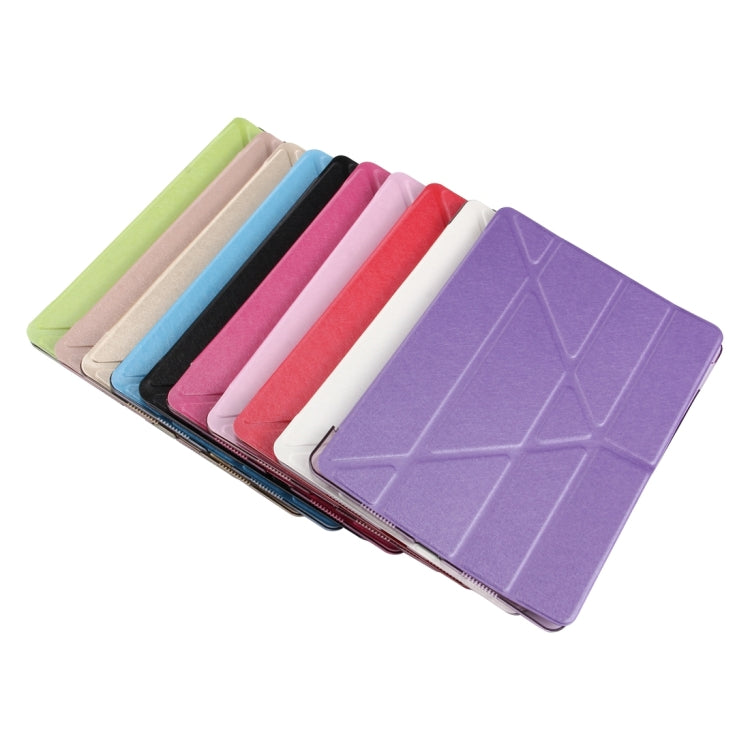 For iPad Pro 10.5 inch Silk Texture Horizontal Deformation Flip Leather Case with 4-folding Holder & Sleep / Wake-up(White)