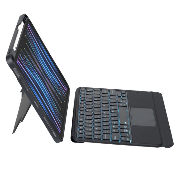 T11-AS For iPad Air 11 2025 / Air 5 / 4 10.9 / Pro 11 2022&2021&2020&2018 Touch Backlight Split Type Bluetooth Keyboard Leather Case