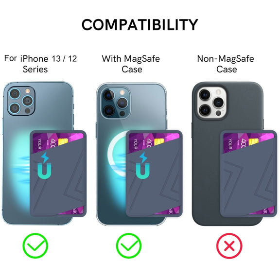 For iPhone 13 Series / iPhone 12 Series Silicone Wallet Pouch Card Case Magsafing Card Holder(Black)