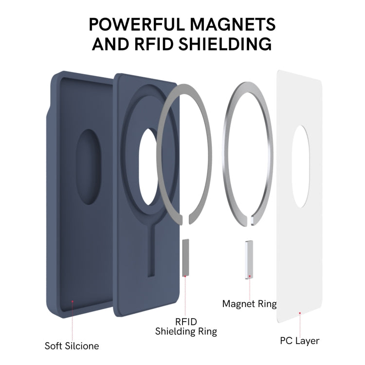 For iPhone 13 Series / iPhone 12 Series Silicone Wallet Pouch Card Case Magsafing Card Holder(Black)