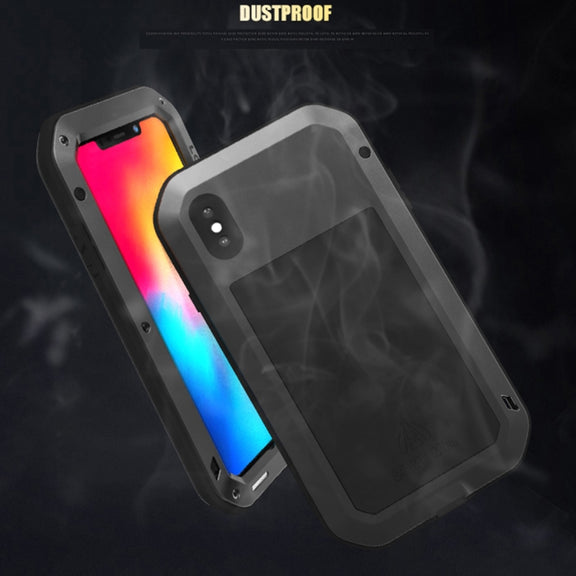 For iPhone XS Max LOVE MEI Powerful Dustproof Shockproof Anti-slip Metal + Silicone Combination Case(Black)