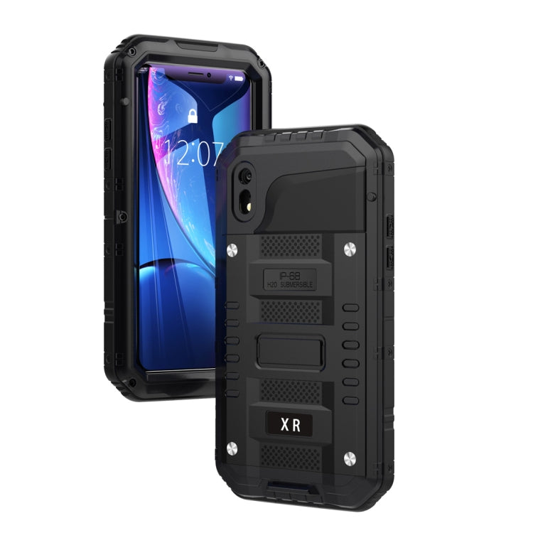For iPhone XR Water-resistant Dustproof Shockproof Zinc Alloy + Silicone Case (Black)