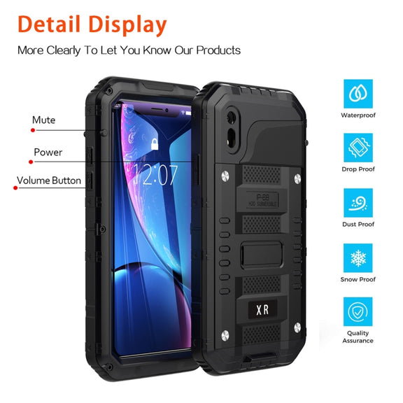 For iPhone XR Water-resistant Dustproof Shockproof Zinc Alloy + Silicone Case (Black)