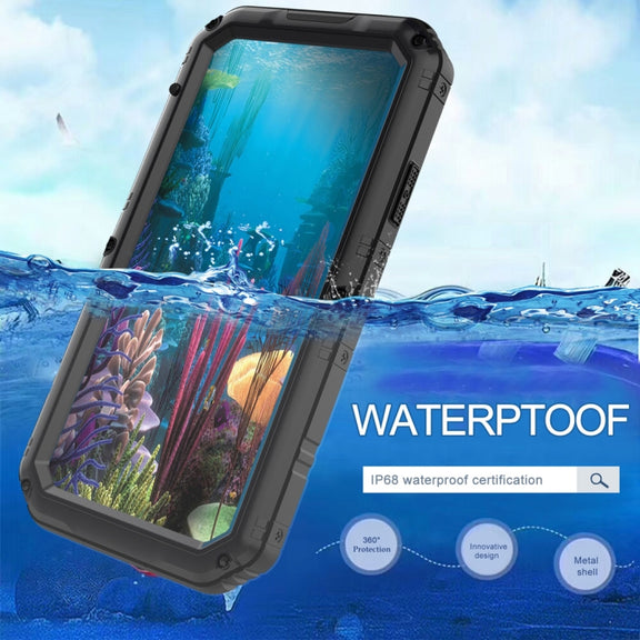 For iPhone XR Water-resistant Dustproof Shockproof Zinc Alloy + Silicone Case (Black)