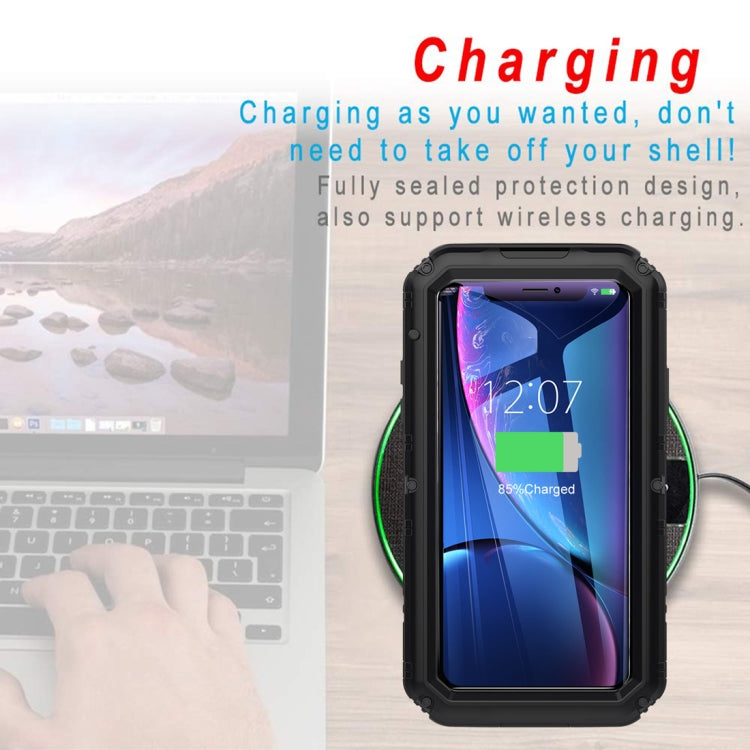 For iPhone XR Water-resistant Dustproof Shockproof Zinc Alloy + Silicone Case (Black)