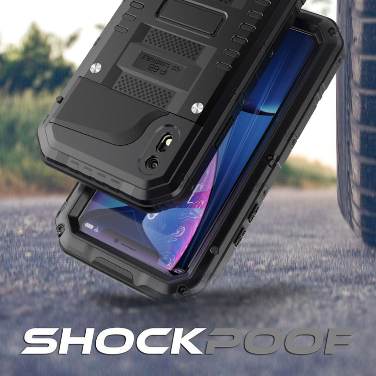 For iPhone XR Water-resistant Dustproof Shockproof Zinc Alloy + Silicone Case (Black)