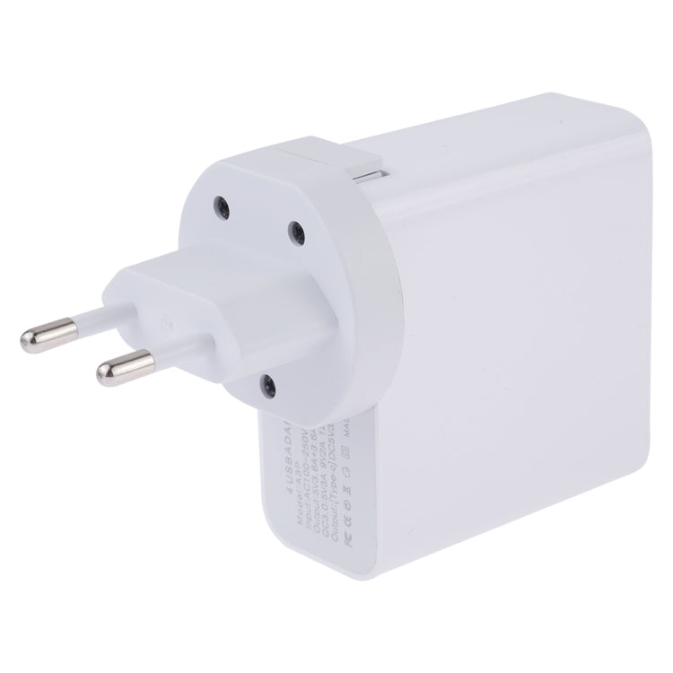 A3P 3A Max Output USB-C / Type-C + QC3.0 + Dual USB 4 Ports Wall Travel Charger, EU Plug