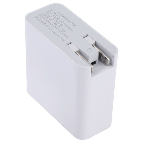 A3P 3A Max Output USB-C / Type-C + QC3.0 + Dual USB 4 Ports Wall Travel Charger, US Plug