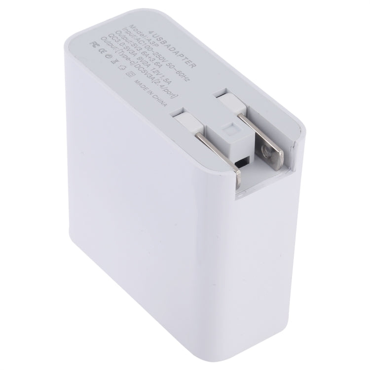 A3P 3A Max Output USB-C / Type-C + QC3.0 + Dual USB 4 Ports Wall Travel Charger, US Plug
