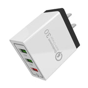 AR-QC-03 2.1A 3 USB Ports Quick Charger Travel Charger, US Plug(Black)