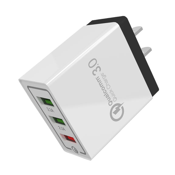 AR-QC-03 2.1A 3 USB Ports Quick Charger Travel Charger, US Plug(Black)