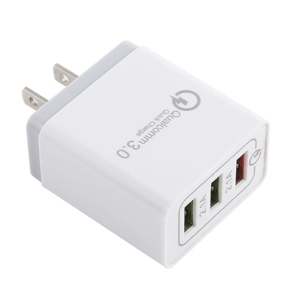 AR-QC-03 2.1A 3 USB Ports Quick Charger Travel Charger, US Plug (Grey)
