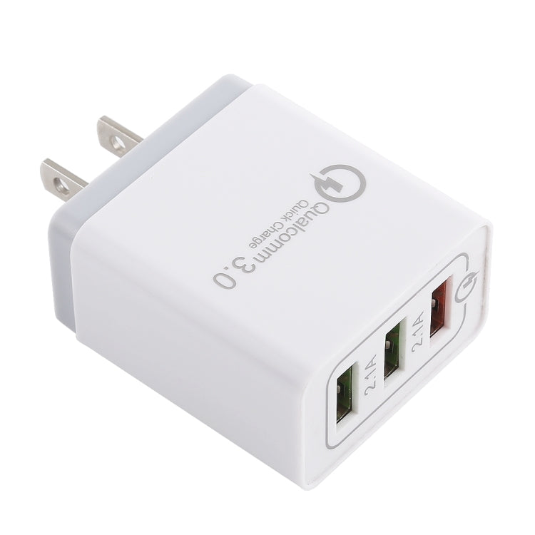AR-QC-03 2.1A 3 USB Ports Quick Charger Travel Charger, US Plug (Grey)
