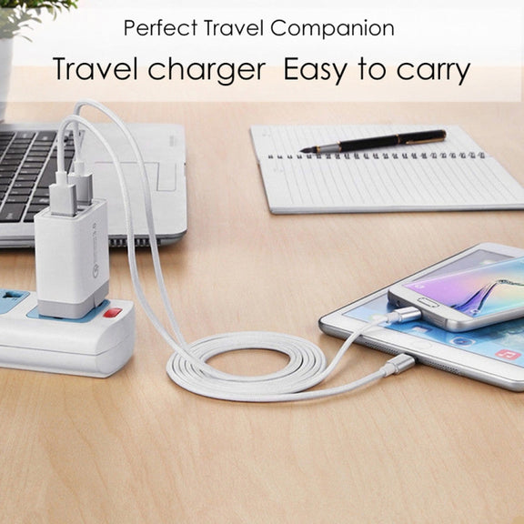 AR-QC-03 2.1A 3 USB Ports Quick Charger Travel Charger, US Plug (Grey)