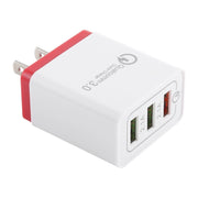 AR-QC-03 2.1A 3 USB Ports Quick Charger Travel Charger, US Plug (Red)
