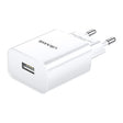 USAMS US-CC075 T18 2.1A Single USB Travel Charger, EU Plug (White) - USB Charger by USAMS | Online Shopping South Africa | PMC TechLife | Buy Now Pay Later Mobicred