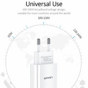 USAMS US-CC075 T18 2.1A Single USB Travel Charger, EU Plug (White)