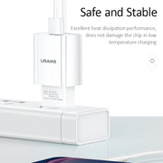 USAMS US-CC075 T18 2.1A Single USB Travel Charger, EU Plug (White)