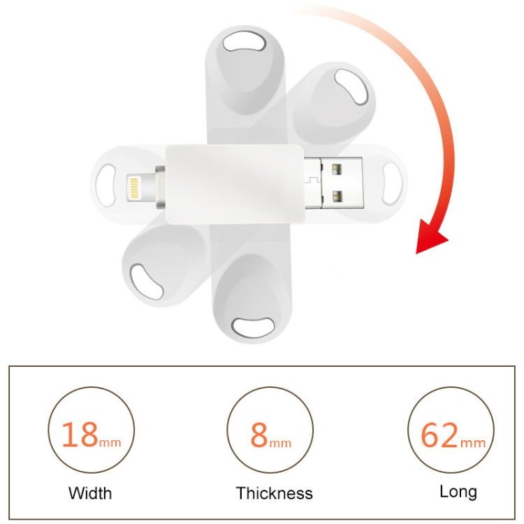 S29 3 in 1 64GB Micro USB + USB + 8 Pin Interface Metal Twister Flash Disk(Silver)