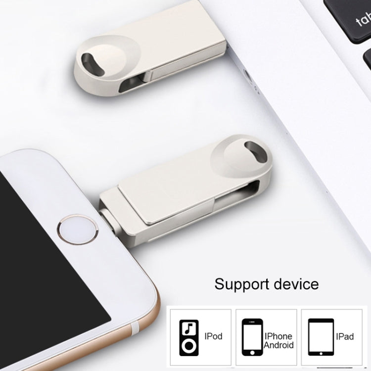 S29 3 in 1 128GB Micro USB + USB + 8 Pin Interface Metal Twister Flash Disk(Silver)