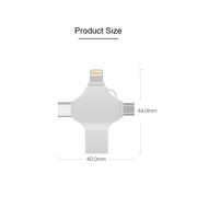 Cross 4 in 1 128GB 8 Pin + Micro USB + USB-C / Type-C + USB 3.0 Metal Flash Disk(Silver)
