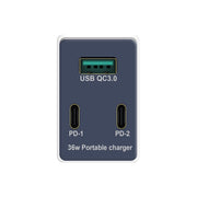 WLX-X3 36W 90 Degrees Foldable Pin Portable Multi-function USB Charger, US Plug