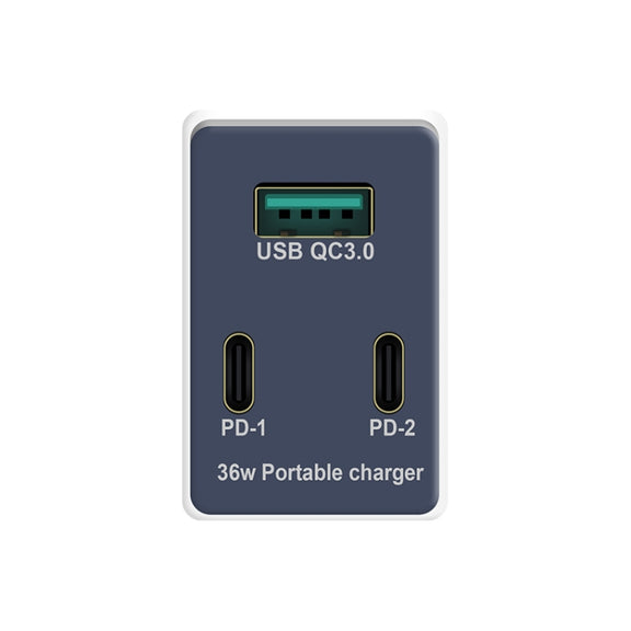 WLX-X3 36W 90 Degrees Foldable Pin Portable Multi-function USB Charger, US Plug