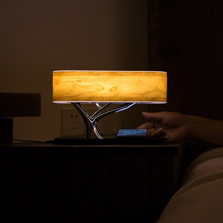 Tree Light Bluetooth Speaker Desk Lamp Phone Wireless Charger, EU Plug
