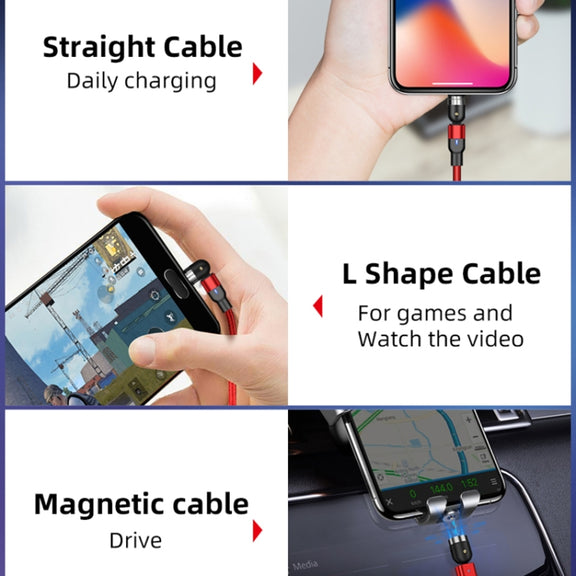 2m 2A Output USB to 8 Pin Nylon Braided Rotate Magnetic Charging Cable(Red)