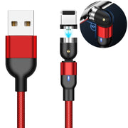 2m 2A Output USB to 8 Pin Nylon Braided Rotate Magnetic Charging Cable(Red)