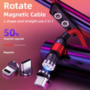 2m 2A Output USB to 8 Pin Nylon Braided Rotate Magnetic Charging Cable(Red)
