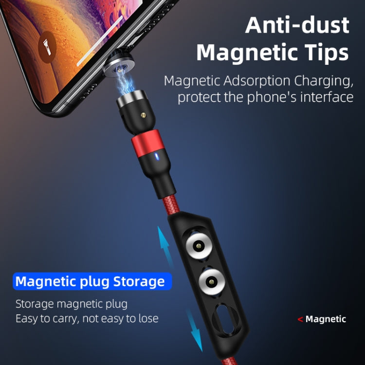 2m 2A Output USB to 8 Pin Nylon Braided Rotate Magnetic Charging Cable(Red)