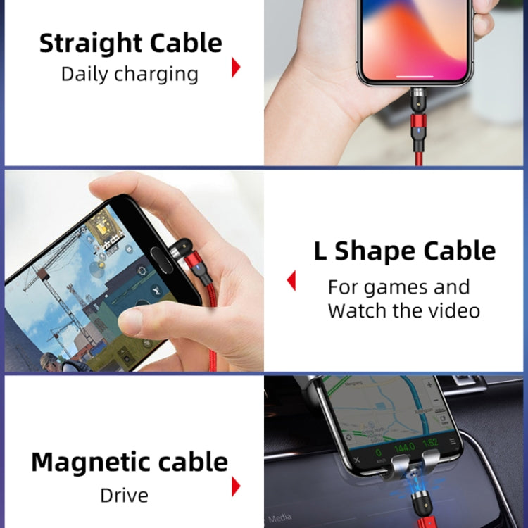 1m 2A Output USB to 8 Pin Nylon Braided Rotate Magnetic Charging Cable(Red)