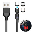 2m 2A Output 3 in 1 USB to 8 Pin + USB-C / Type-C + Micro USB Nylon Braided Rotate Magnetic Charging Cable (Black) - Charging Cable & Head by PMC TechLife | Online Shopping South Africa | PMC TechLife | Buy Now Pay Later Mobicred