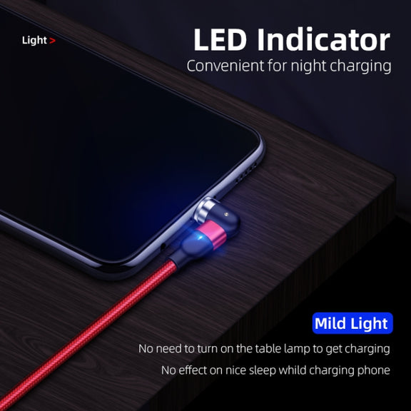 2m 2A Output 3 in 1 USB to 8 Pin + USB-C / Type-C + Micro USB Nylon Braided Rotate Magnetic Charging Cable (Red)