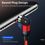 2m 2A Output 3 in 1 USB to 8 Pin + USB-C / Type-C + Micro USB Nylon Braided Rotate Magnetic Charging Cable (Red)