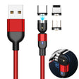 1m 2A Output 3 in 1 USB to 8 Pin + USB-C / Type-C + Micro USB Nylon Braided Rotate Magnetic Charging Cable (Red) - free shipping - PMC TechLife - Order now!