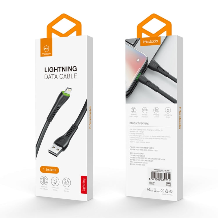Mcdodo CA-6360 Flying Fish Series 8 Pin to USB LED Cable, Length: 1.2m(White)