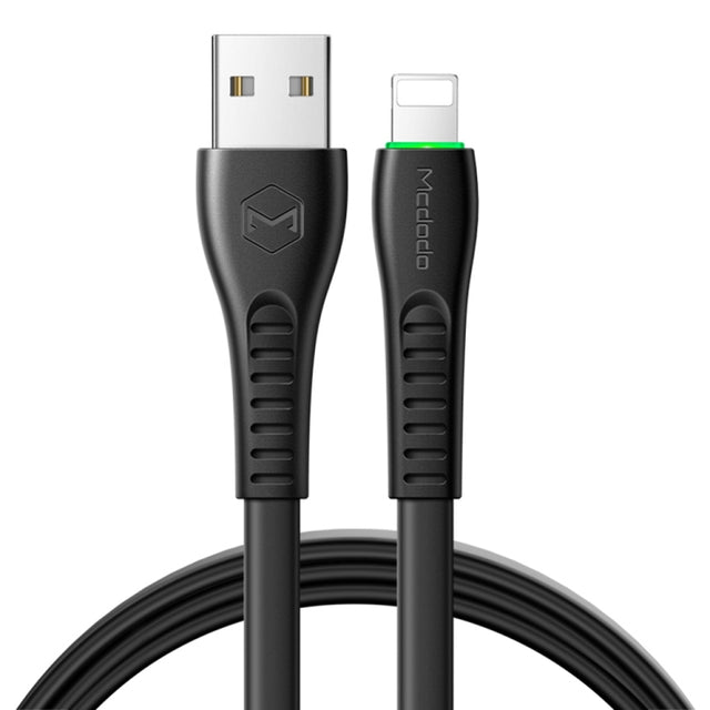 Mcdodo CA-6363 Flying Fish Series 8 Pin to USB LED Cable, Length: 1.8m(Black)