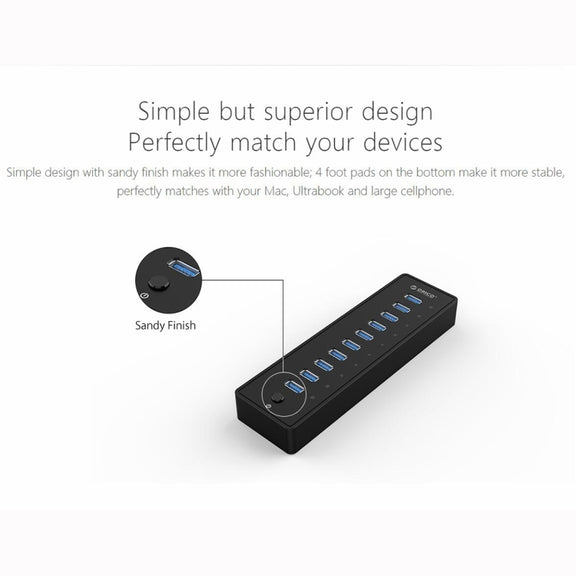 ORICO P10-U3-V1 10 USB 3.0 Ports HUB, Specification: US Plug