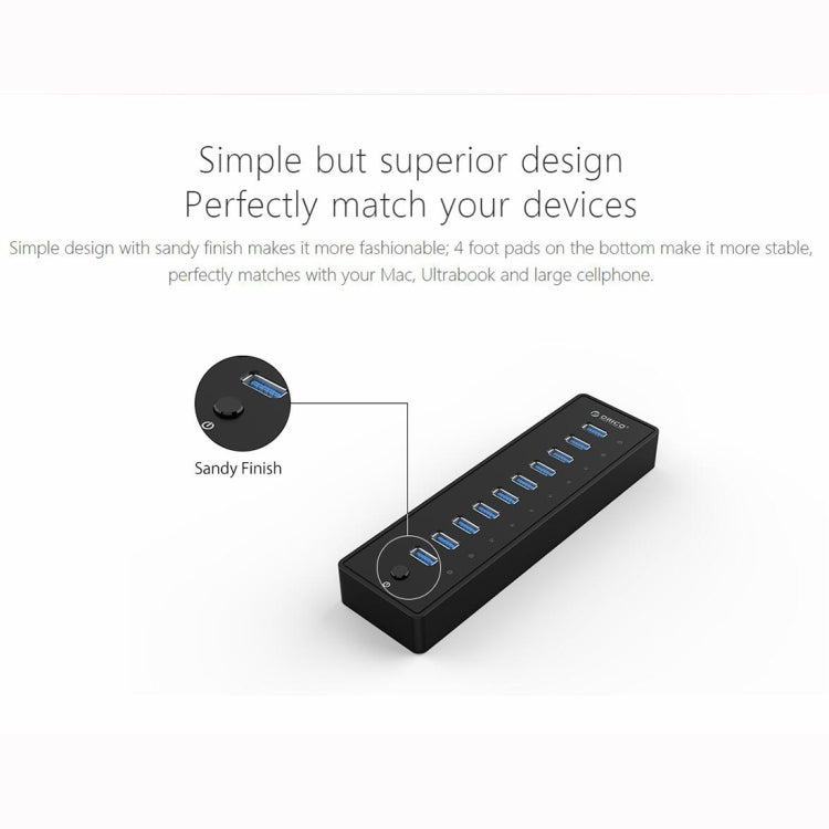 ORICO P10-U3-V1 10 USB 3.0 Ports HUB, Specification: US Plug