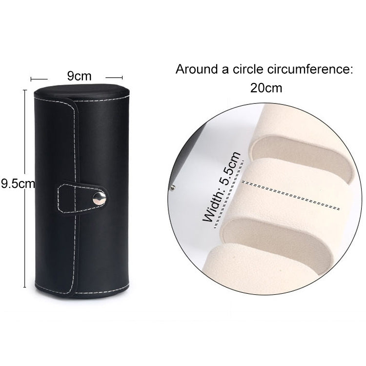 Portable Travel Watch Cylinder Protective Box Storage Bag(Black)