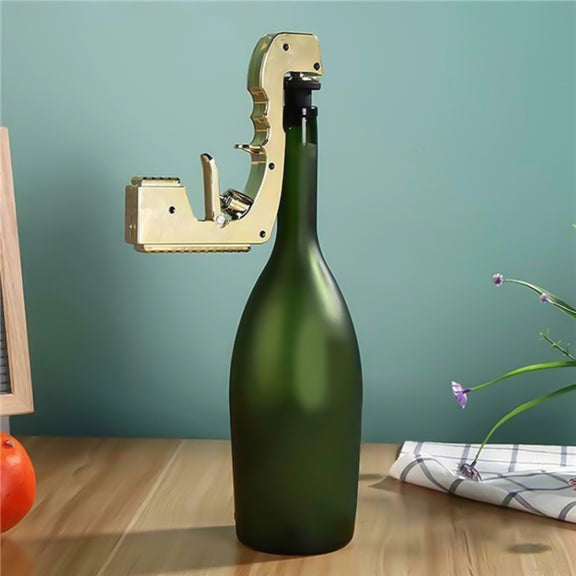 Plastic Wrapped Metal Bubbly Blaster Champagne Bottle Squirt Gun Bar Tool(Black)