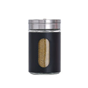 Stainless Steel Lid Glass Seasoning Jar Kitchen Supplies (Black)