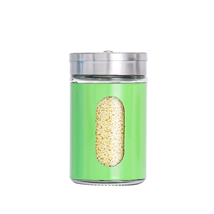 Stainless Steel Lid Glass Seasoning Jar Kitchen Supplies (Green)