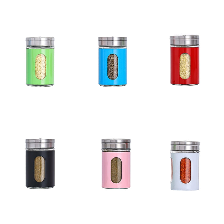 Stainless Steel Lid Glass Seasoning Jar Kitchen Supplies (White)