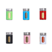 Stainless Steel Lid Glass Seasoning Jar Kitchen Supplies (White)